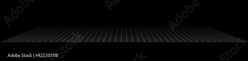 3D grid, mesh in perspective. Vanishing lattice, grating into horizon