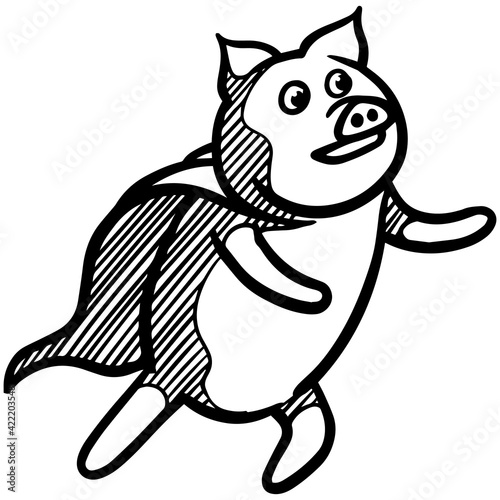Hand drawn pig.