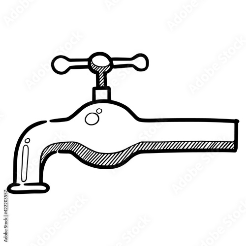 Hand drawn water faucet.