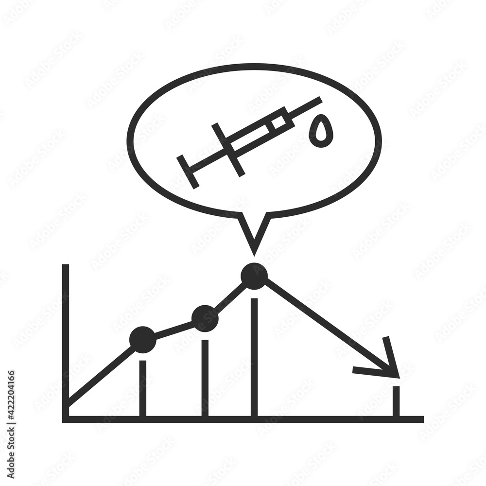Vaccination data chart concept icon in thin outline. Vaccination data chart concept icon in thin outline.