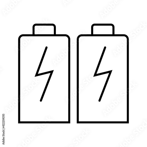 Rechargeable batteries icon in thin outline.