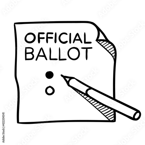 Ballot icon in hand drawn sketch.