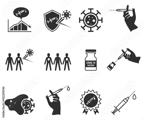 Vaccination icon in black and white.