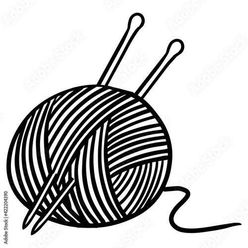 Yarn and needles hand drawn illustration.