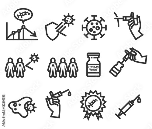 Vaccination icon in thick outline.