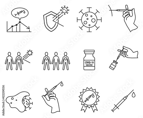Vaccination icon in thin outline.