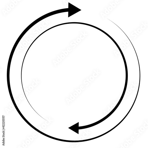Rotating arrows. Concentric, radial, and circular arrow element. Cycle-cyclical cursor, pointer icon
