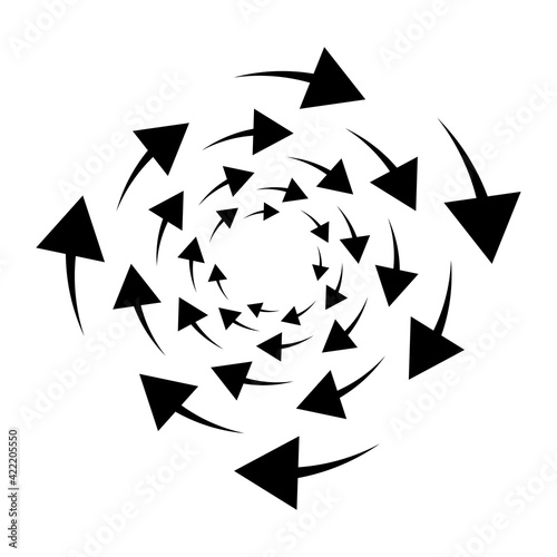 Rotating arrows. Concentric, radial, and circular arrow element. Cycle-cyclical cursor, pointer icon