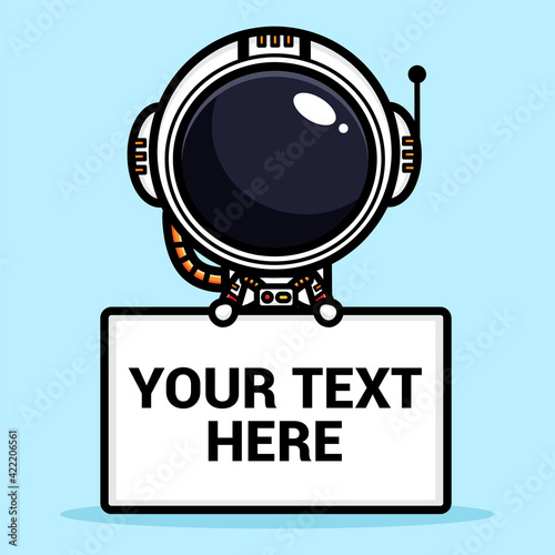 cute astronaut cartoon vector design holding writing paper your text here