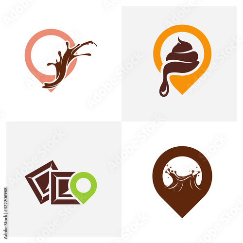 Set of Point Chocolate logo design vector illustration, Creative Chocolate logo design concept template, symbols icons