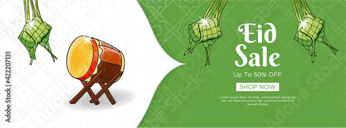 Eid sale banner design with green background