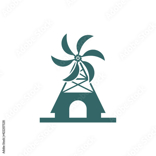 Windmill logo design vector illustration, Creative windmill logo design concept template, symbols icons