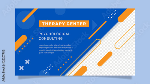 Psychology banner template with photo. - Vector.