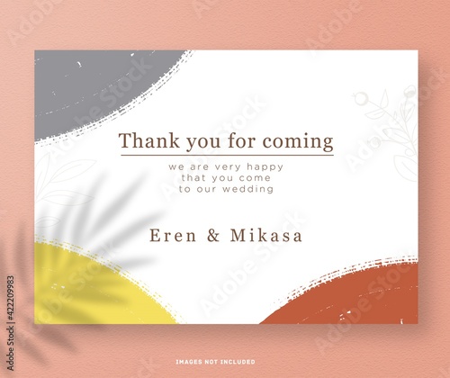 modern  thankyou card with brush background