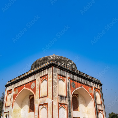 Inside view of architecture tomb inside Sunder Nursery in Delhi India, Sunder Nursery is World Heritage Site located near Humayun's Tomb in Delhi, Sunder Nursery inside view during morning time photo