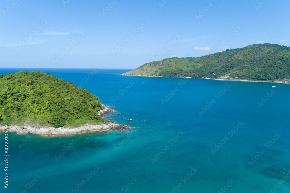 Amazing landscape nature scenery view of Beautiful tropical sea with Sea coast view in summer season image by Aerial view drone shot High angle view
