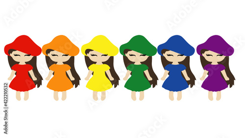 Dolls with hats, lgbt colors