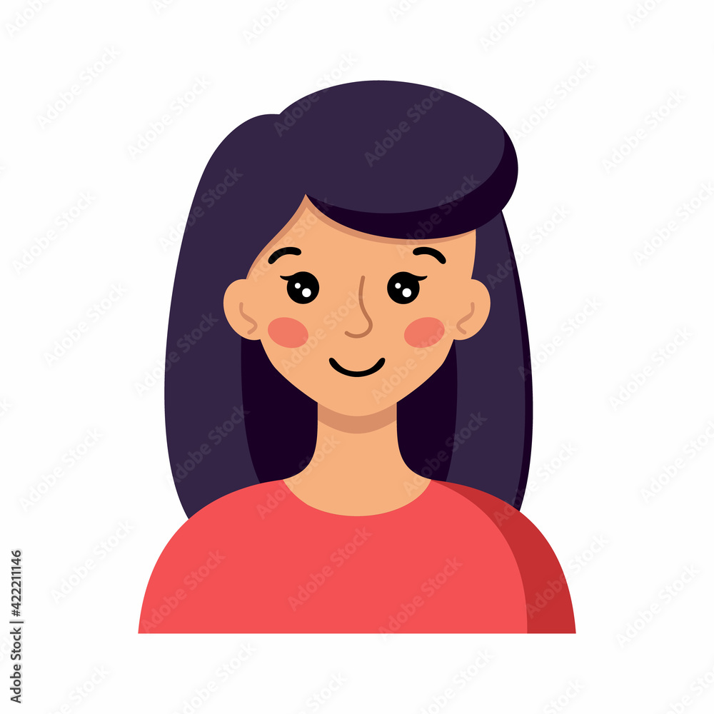 A girl's face with a beautiful smile. A female avatar for a website and social network. A girl's face with a beautiful smile. A female avatar for a website and social network.
