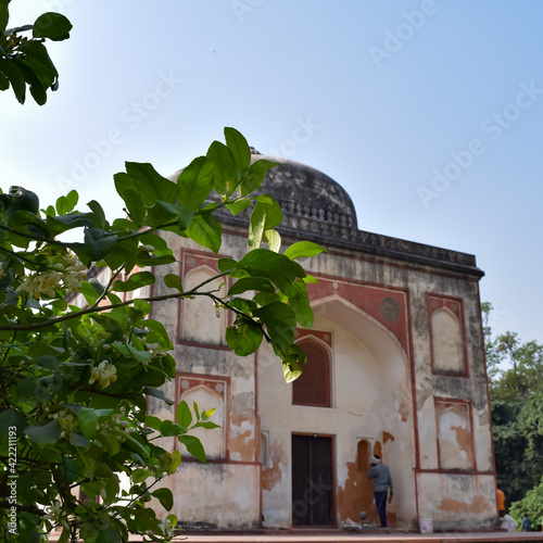 Inside view of architecture tomb inside Sunder Nursery in Delhi India, Sunder Nursery is World Heritage Site located near Humayun's Tomb in Delhi, Sunder Nursery inside view during morning time photo