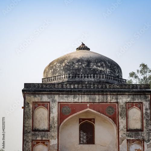 Inside view of architecture tomb inside Sunder Nursery in Delhi India, Sunder Nursery is World Heritage Site located near Humayun's Tomb in Delhi, Sunder Nursery inside view during morning time photo