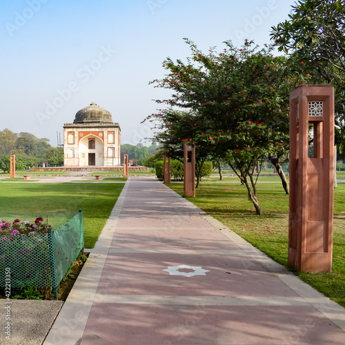 Inside view of architecture tomb inside Sunder Nursery in Delhi India, Sunder Nursery is World Heritage Site located near Humayun's Tomb in Delhi, Sunder Nursery inside view during morning time photo