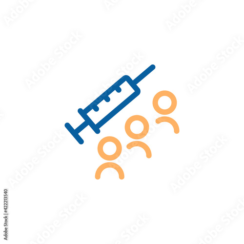 Coronavirus covid-19 vaccine thin line icon. Vector illustration for concepts of fighting against virus  immunization  treatment  blood donation and other kinds of treatments or virus solutions 