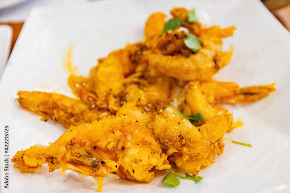 Close up shot of Thai style deep fried shrimp Close up shot of Thai style deep fried shrimp