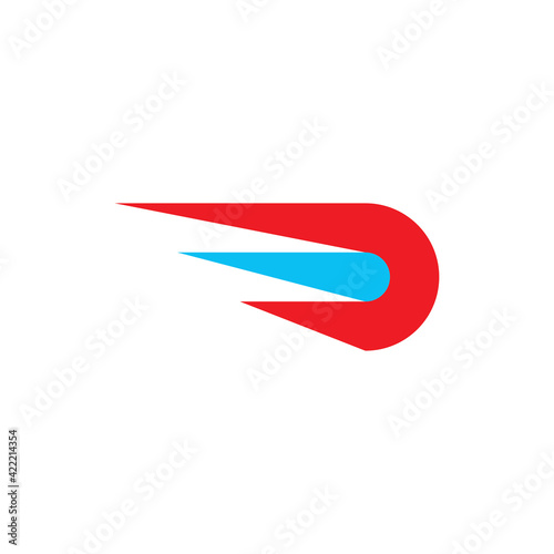 D letter with wing logo design vector