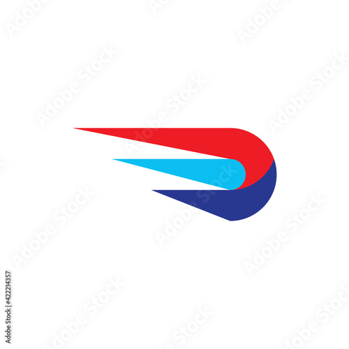 3D D letter with wing logo design vector
