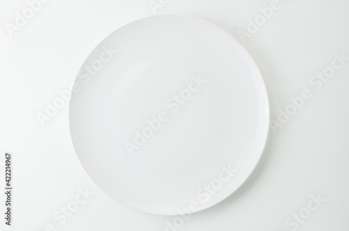 white plate flat on white background