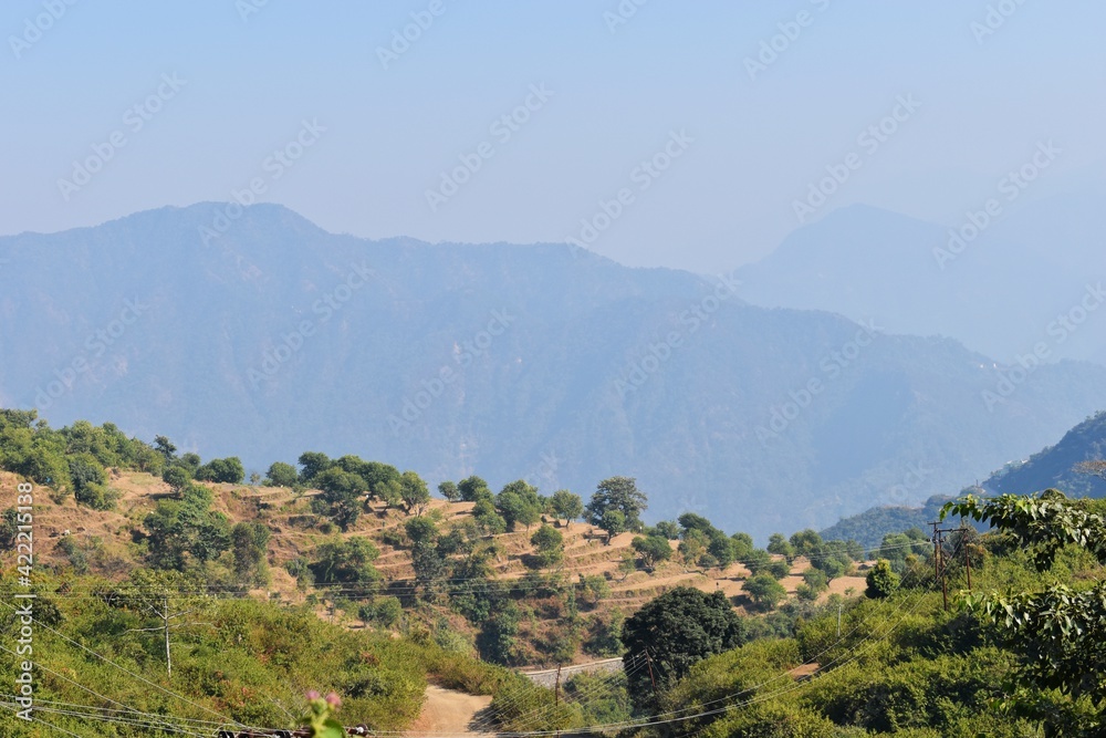 Beautiful scenic view from the top of mountain in foggy day at Uttarakhand. Beautiful scenic view from the top of mountain in foggy day at Uttarakhand.