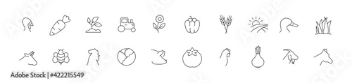 Stroke vector agriculture line icons.