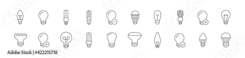 Stroke vector bulb line icons.