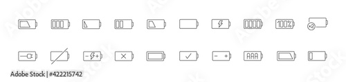 Editable vector pack of battery line icons.