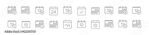 Simple line set of calendar icons.