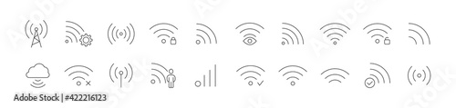 Editable vector pack of telecommunication line icons.