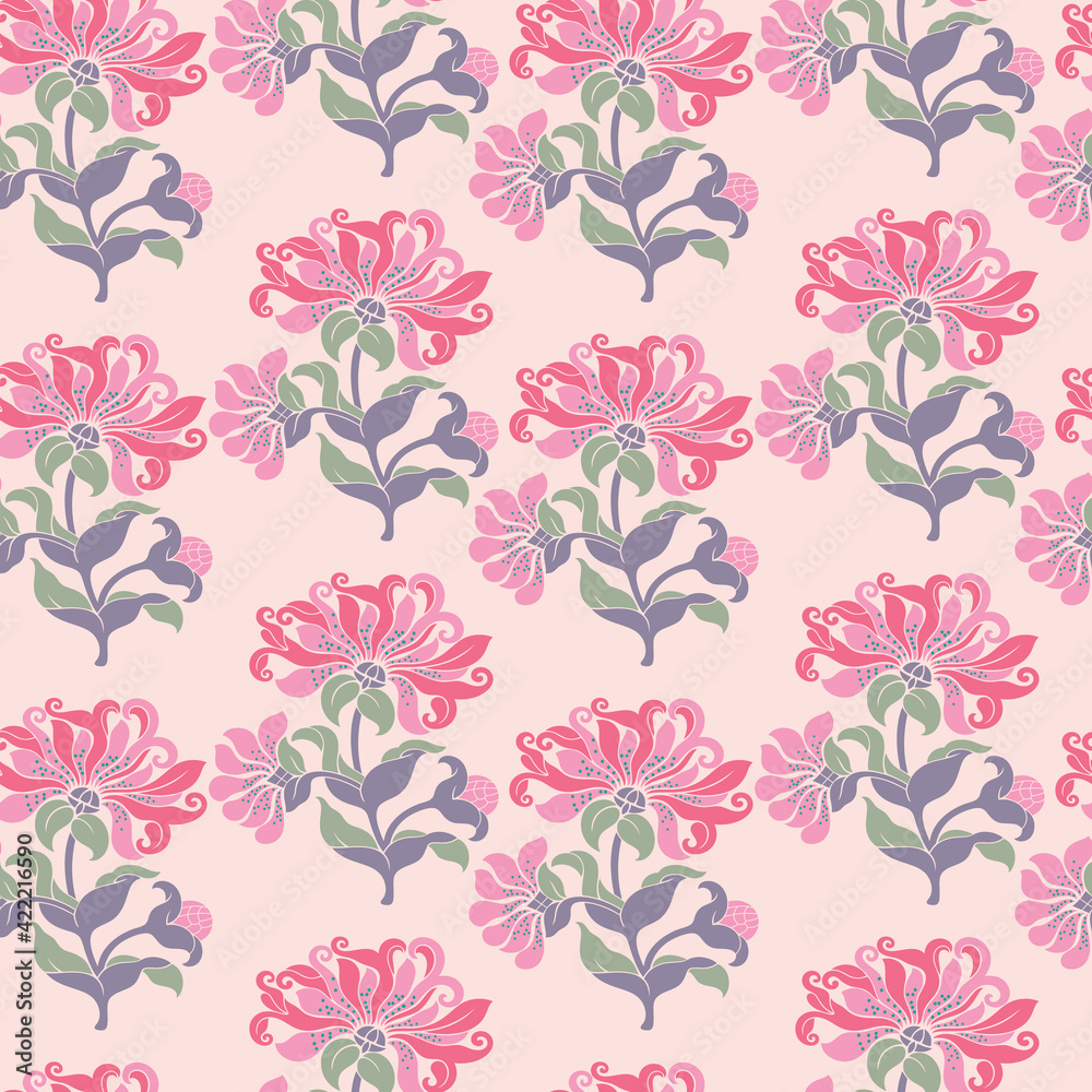 Vector half tone flower stripe seamless pattern background on light pink surface Vector half tone flower stripe seamless pattern background on light pink surface