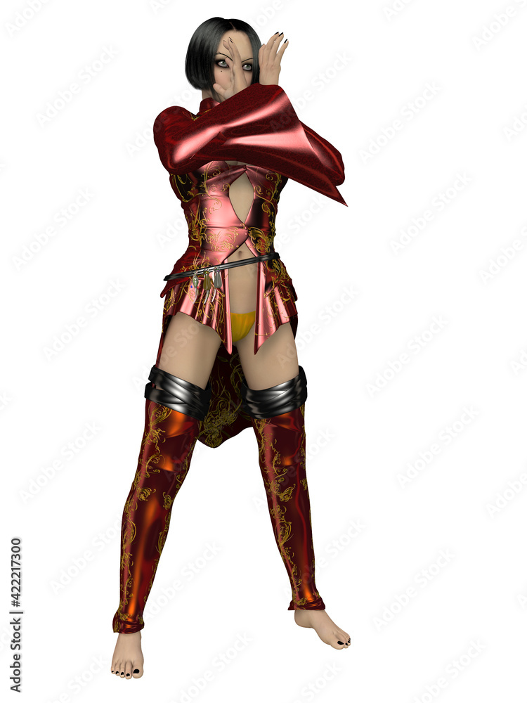 3d illustration of an sexy woman with a oriental costume 3d illustration of an sexy woman with a oriental costume