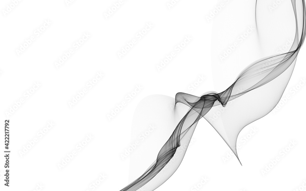 Abstract background with monochrome wave lines on white background.