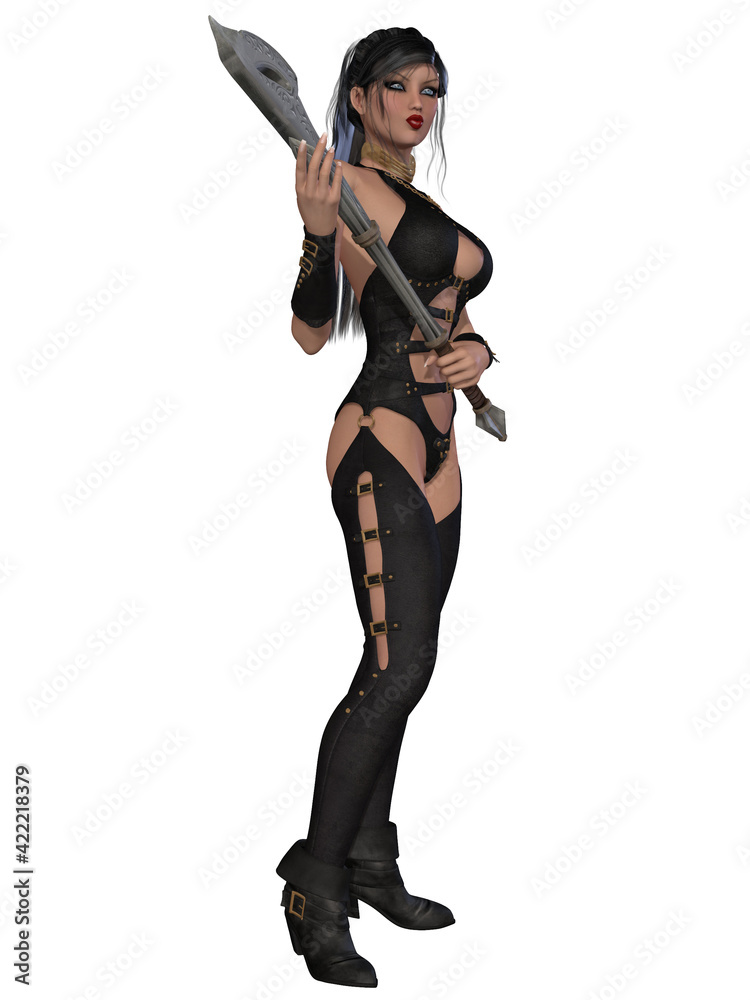 3d illustration of an sexy woman with a fantasy outfit