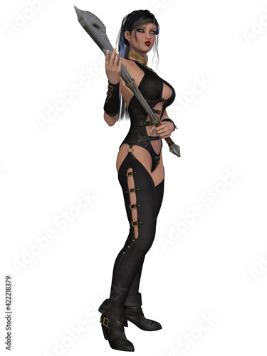 3d illustration of an sexy woman with a fantasy outfit