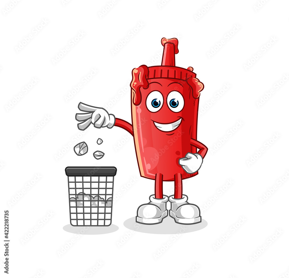 tomato sauce Throw garbage mascot. cartoon vector tomato sauce Throw garbage mascot. cartoon vector