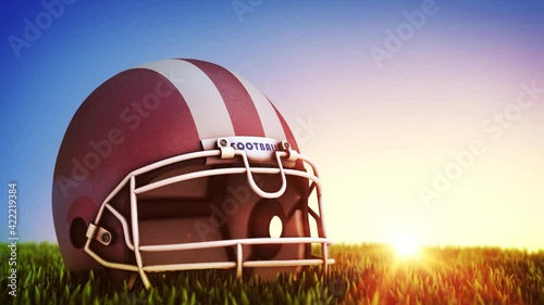 4K American Football Closeup helmet fly in On Field