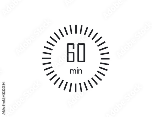 The 60 minutes, stopwatch, digital timer. clock and watch, Vector illustration.