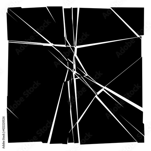 Shattered, fractured, broken square. Burst, explosion, and rupture effect texture. Split effect. Geometric square