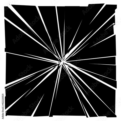 Shattered, fractured, broken square. Burst, explosion, and rupture effect texture. Split effect. Geometric square