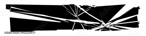 Shattered, fractured, and broken geometric rectangle. Burst, explosion effect. Ruptured, broken glass, pane