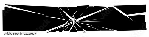 Shattered, fractured, and broken geometric rectangle. Burst, explosion effect. Ruptured, broken glass, pane photo