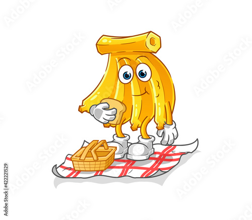 bunch bananas on a picnic cartoon. cartoon mascot vector
