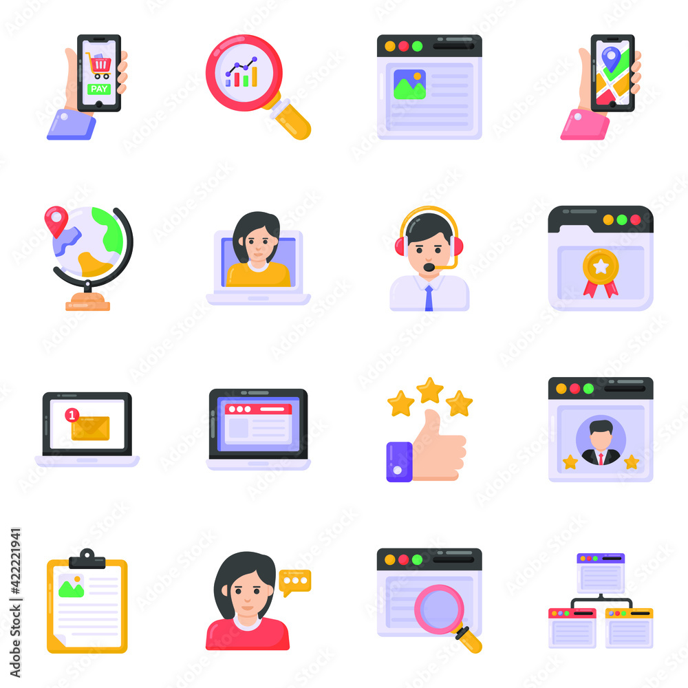 Set of Seo Flat Icons 
